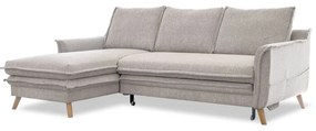Sivobéžová rozkladacia/s úložným priestorom rohová pohovka (ľavý roh/s leňoškou) Charming Charlie – Miuform