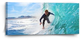 Sablio Obraz surfista na vlne - 110x50 cm