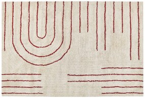 Bavlnený koberec 140 x 200 cm béžová/červená TIRUPATI Beliani