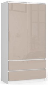 Skriňa S 90 cm 2D 2SZ CLP biela / cappuccino, lesk