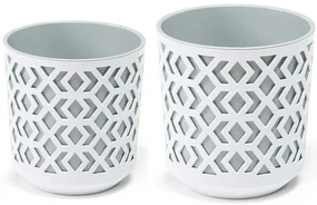 PLASTOVÝ KVETINÁČ ETNIC SADA 2KS 14,8X13,9 CM+20,1X19,5 CM BIELA