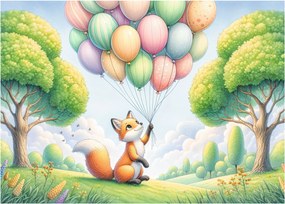Sklenený obraz – Šťastná líška (70x50 cm)