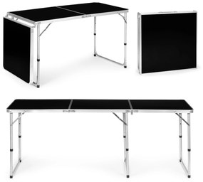 ModernHome Turistický stolík, skladací kempingový stolík, čierna doska, 180 x 60 cm