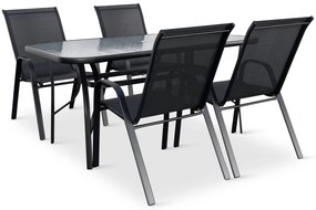 Záhradný jedálenský set Porto 150 cm + 4x kovová stolička Ramada