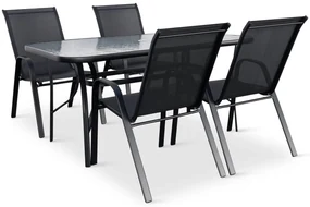 Záhradný jedálenský set Porto 150 cm + 4x kovová stolička Ramada