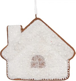 Závesná dekorácia zasnežená perníková chalúpka Frosted Ginger - 9*1*8 cm