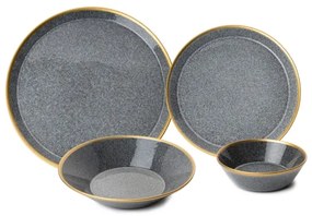 16-dielna jedálenská sada antracit/zlatá/porcelán