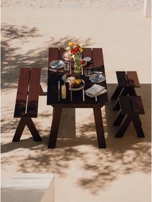 Tmavohnedá drevená záhradná lavica Navo – noo.ma