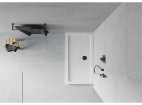 Mexen SLIM - Obdĺžniková sprchová vanička 140x70x5cm + čierny sifón, biela, 40107014B