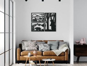 drevko 3-dielny obraz Medvedí triptych Rozmer obrazu: 33,5 x 44,5 cm, Farba dekorácie: Čierna