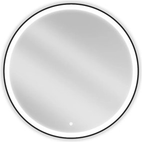 Mexen Esso, okrúhle LED podsvietené kúpeľňové zrkadlo 90 cm, 6000K, vykurovacia podložka proti zahmlievaniu, čierny rám, 9825-090-090-611-70