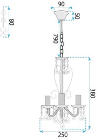 Toolight Toolight, stropné svietidlo 3xE14, EBT011-3CP, chróm, OSW-01246