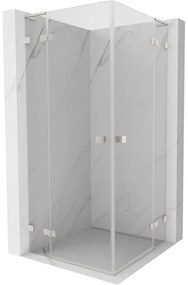 Mexen Lunar, L Duo výklopný sprchový kút 110 x 110 cm, 8mm číre sklo, oceľový profil, 834L-110L-110P-97-00