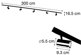Inteligentný koľajnicový systém čierny so zlatom 1-fázový 5-svetlo vrátane Wifi GU10 - Jeana