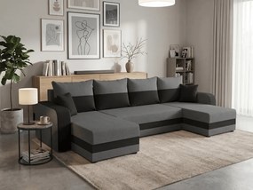 Rozkladacia sedacia súprava do U VALERIO 305x140 cm, tmavosivá/antracitová