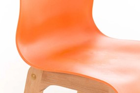 Barová stolička Hoover - plast, drevené nohy natur - Oranžová