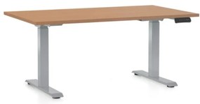Výškovo nastaviteľný stôl OfficeTech D, 120 x 80 cm, sivá podnož, buk