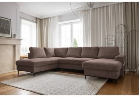 Hnedá menčestrová rozkladacia rohová pohovka (ľavý roh) Lofty Lilly – Miuform
