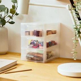 Úložný box s 3 zásuvkami, transparentný, ORGAMIX A5T