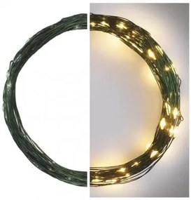 LED vianočná nano reťaz zelená, 7,5 m, vonkajšia aj vnútorná, teplá biela, časovač