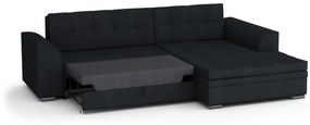 Rohová rozkladacia sedačka PALERMO, 294x80x196 cm, sawana 14 black, pravá