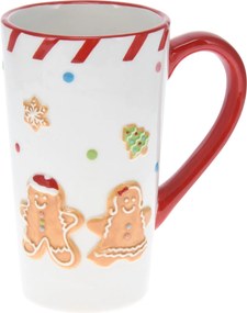 Keramický hrnček Lissa 15 cm biely/červený