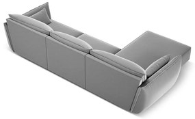 Svetlosivá zamatová rohová pohovka (ľavý roh/s leňoškou) Vanda – Mazzini Sofas