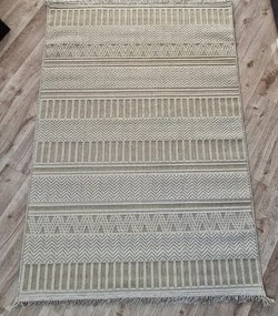 Béžový boho koberec s pruhovaným vzorom 878-B – polypropylén Rozmer: 140x190 cm