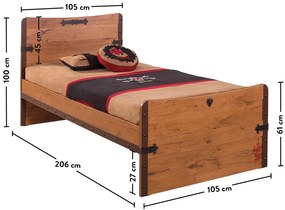 Detská posteľ Jack 100x200cm - dub lancelot