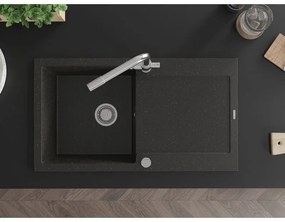Mexen Leo, drez granitový 900x500x190 mm, 1-komorový a chrómová batéria Duero, čierna-zlatá metalíza, 6501-75-671600-00
