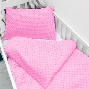 Biante Detské posteľné obliečky do postieľky Minky 3D bodky MKP-012 Sýto ružové Do postieľky 90x140 a 50x70 cm