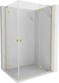 Mexen Mist-H L Duo, 2-krídlový sprchový kút 110 x 115 cm, číre sklo, zlatý matný profil, 8A5L-110L-115P-55-00