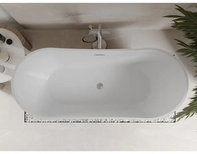 Mexen Celia, voľne stojaca vaňa 170 x 75 cm, biela-čierna, brúsená oceľ prepad, 52331707575-97