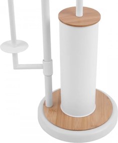 Erga Sisu, držiak na toaletný papier so zásobníkom a WC kefou 3v1, biela-hnedá, ERG-YKA-P.SISU-WHT-B