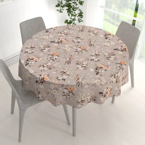 Biante Bavlnený okrúhly obrus Sandra SA-739 Ruže a konvalinky na béžovosivom Ø 80 cm