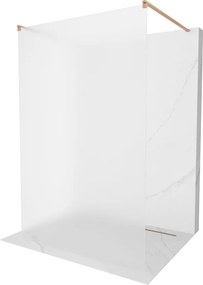 Mexen Kioto, sprchová zástena Walk-In 100 x 200 cm, 8mm sklo námraza, medený matný profil, 800-100-002-65-30