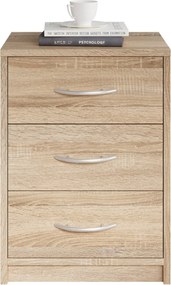 Nočný stolík s 3 zásuvkami Pepe, dub sonoma