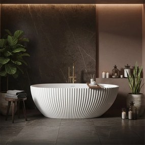 Rea Carmen, voľne stojaca vaňa 170x85 cm, biela, zlatý matný click-clack, KPL-W7506