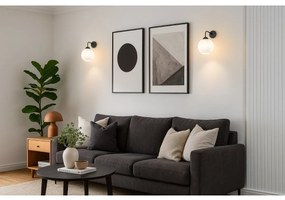 Nástenné svietidlo Costa, 1x biele sklenené tienidlo, b