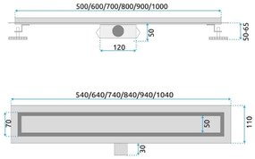 REA-G2562 - Odtokový žľab NEOX 70 cm nerezová oceľ/zlatá