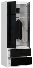 Skriňa STAR S 60 cm 2D 2SZ biela / čierna lesk