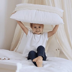 Boho obdĺžnikový vankúš s čipkou vanilka 35×60cm