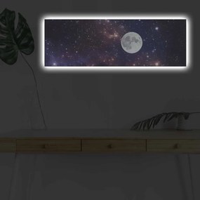 Obraz s LED osvetlením MESIAC NA NOČNOM NEBI 30 x 90 cm