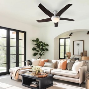 Stropný ventilátor biely s drevenou potlačou 132 cm s diaľkovým ovládaním - Cool