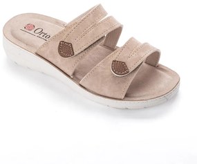 Dámske šľapky na kline na suchý zips béžové veľ. 42