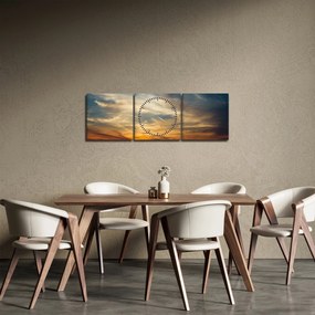 Obraz západu slnka (s hodinami) (90x30 cm)