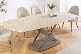 Rozkladací stôl do jedálne Calabria keramická doska vo vzhľade travertínu 130-190cm