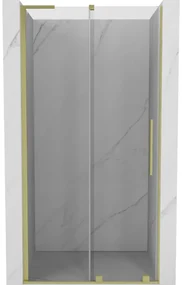 Mexen Velar L, posuvné sprchové dvere do otvoru 120 cm, 8mm číre sklo, zlatá matná, 871-120-003-01-55