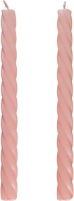 TWISTED Sada lesklých sviečok 2 ks 25,5 cm - sv. ružová