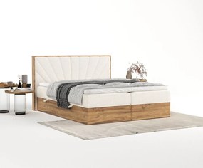 Boxspring posteľ s úložným priestorom v krémovo-prírodnej farbe 140x200 cm Asahi – Maison de Rêve